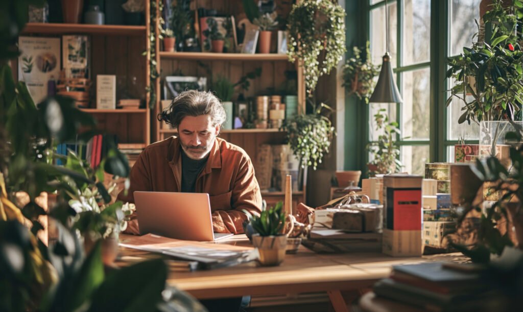 Homem trabalhando como freelancer